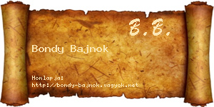 Bondy Bajnok névjegykártya